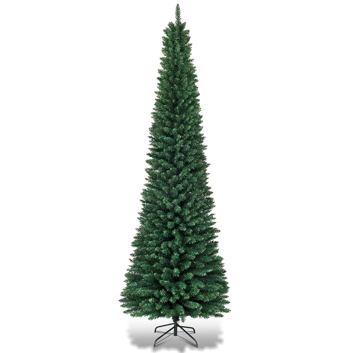270cm Bleistift Weihnachtsbaum künstlicher Tannenbaum mit Metallständer Grün