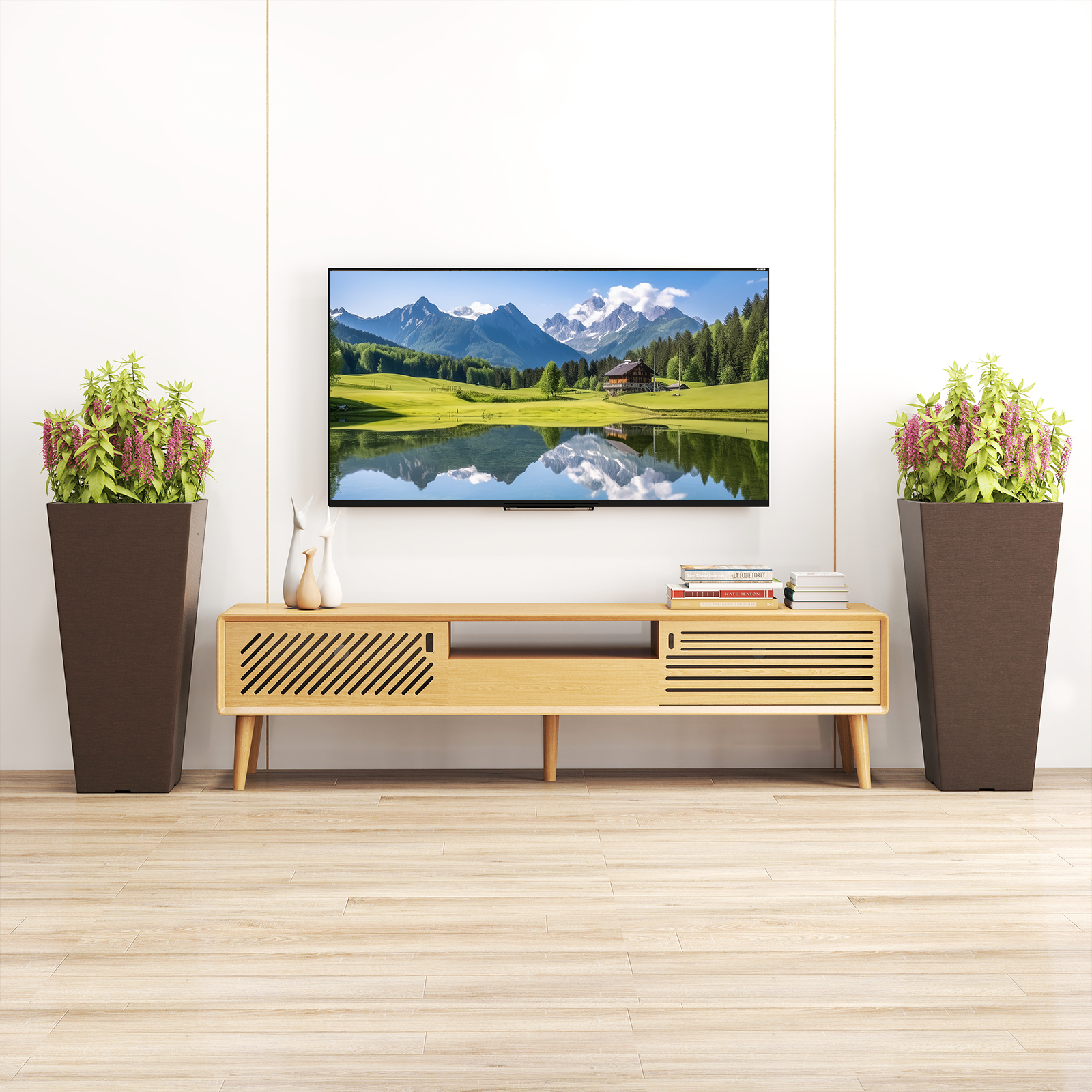 2er Pflanzkübel mit Innentopf Wetterfeste Blumentöpfe mit Entwässerungslöchern Braun