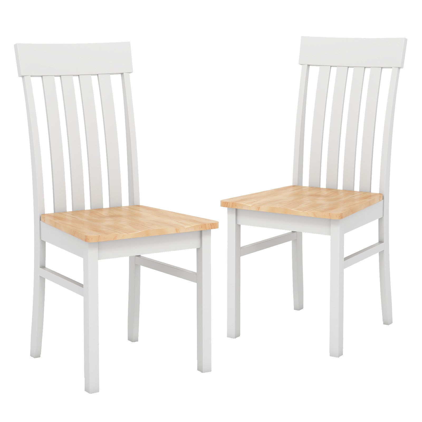 2er-Set Esszimmerstühle armlose Küchenstühle mit ergonomischer Rückenlehnen & vertieftem Sitz Natur