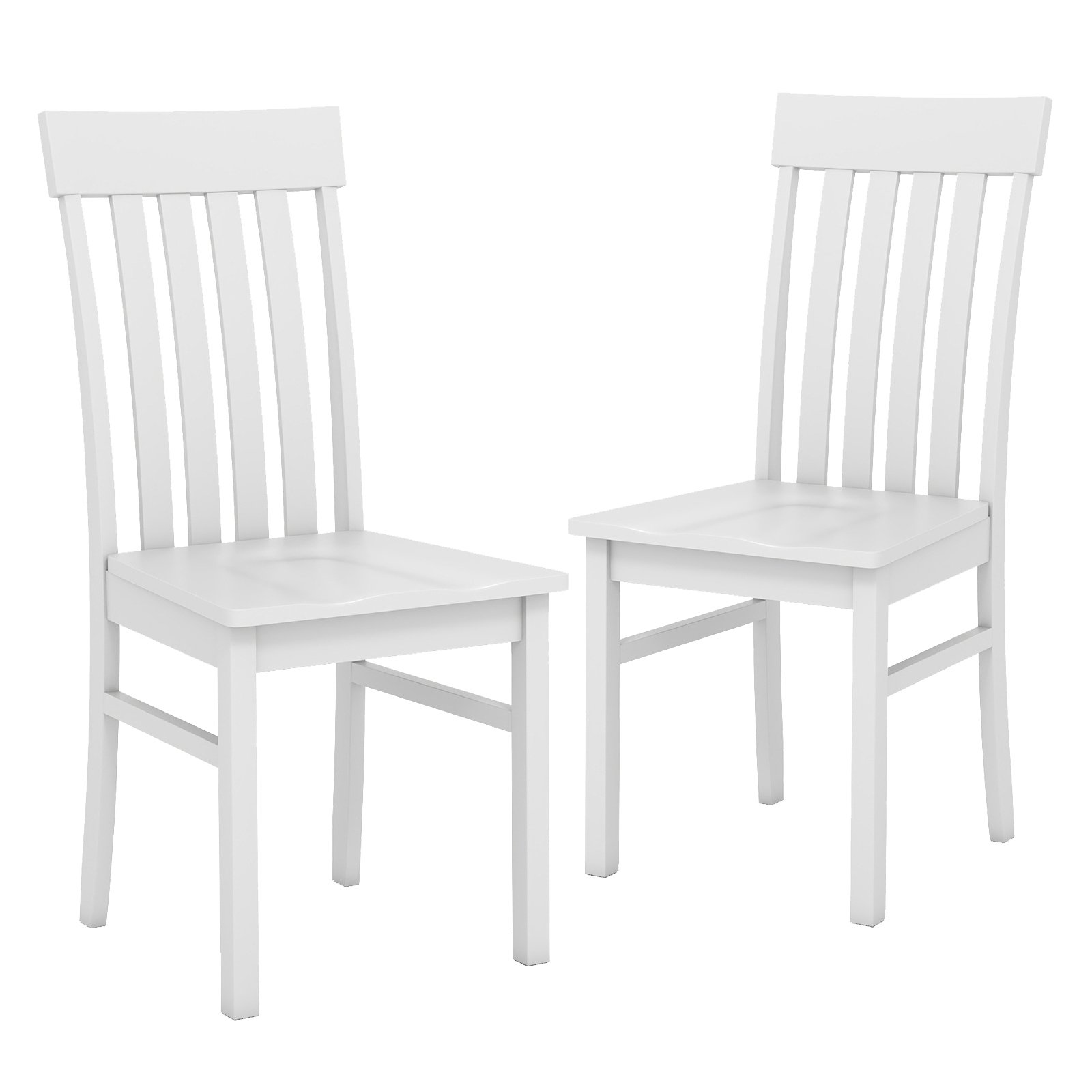 2er-Set Esszimmerstühle armlose Küchenstühle mit ergonomischer Rückenlehnen & vertieftem Sitz Weiß