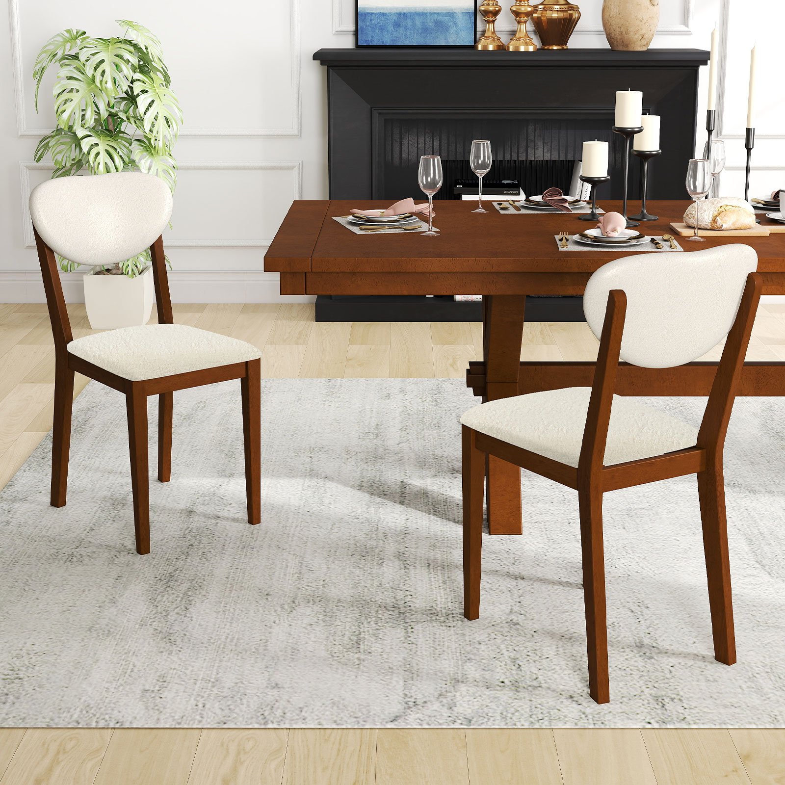 2er Set Esszimmerstühle mit Gepolstertem Sitz & 180 kg Tragkraft Küchenstühle Essstuhl