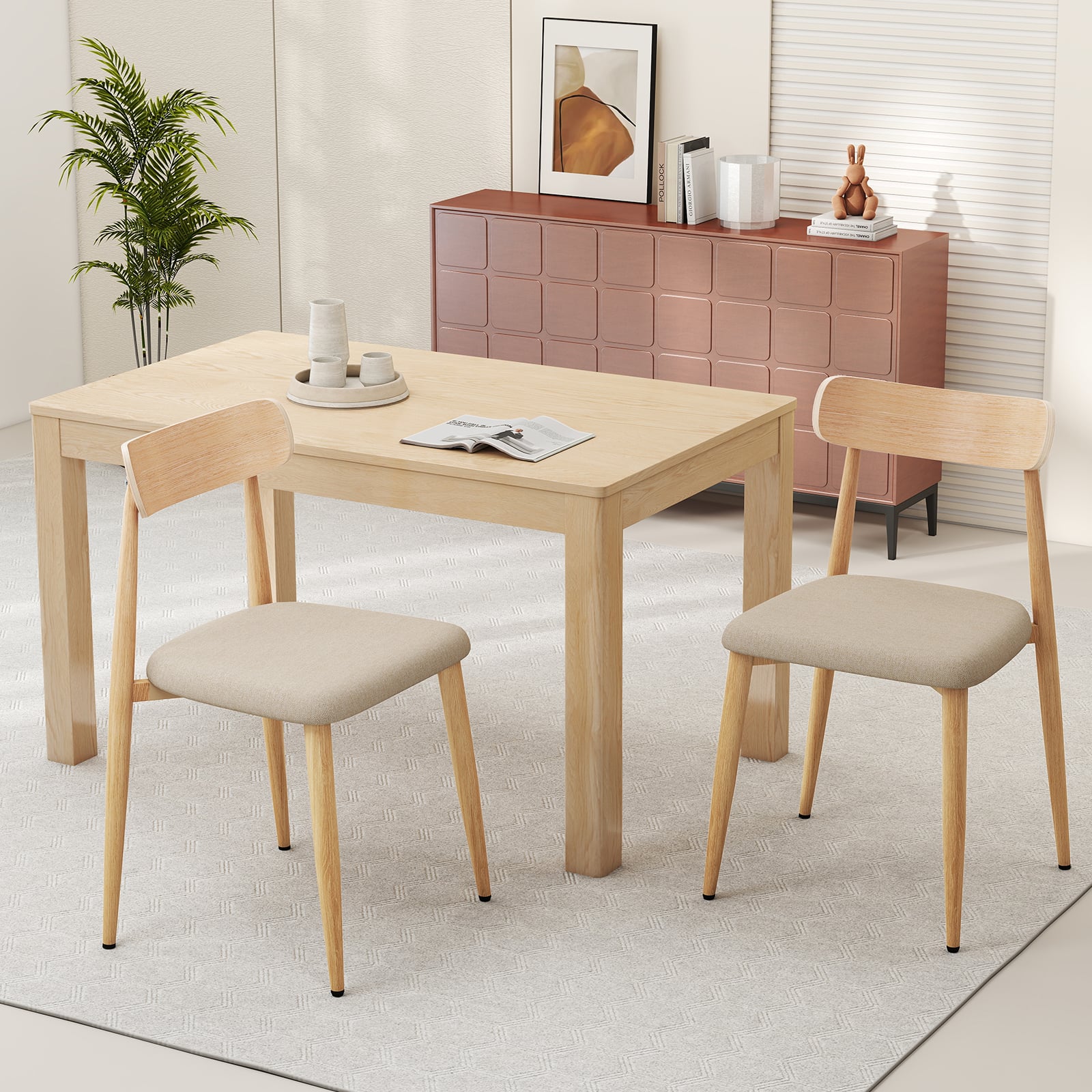 2er Set Esszimmerstühle mit Geschwungener Rückenlehne Gepolsterter Küchenstuhl Essstuhl