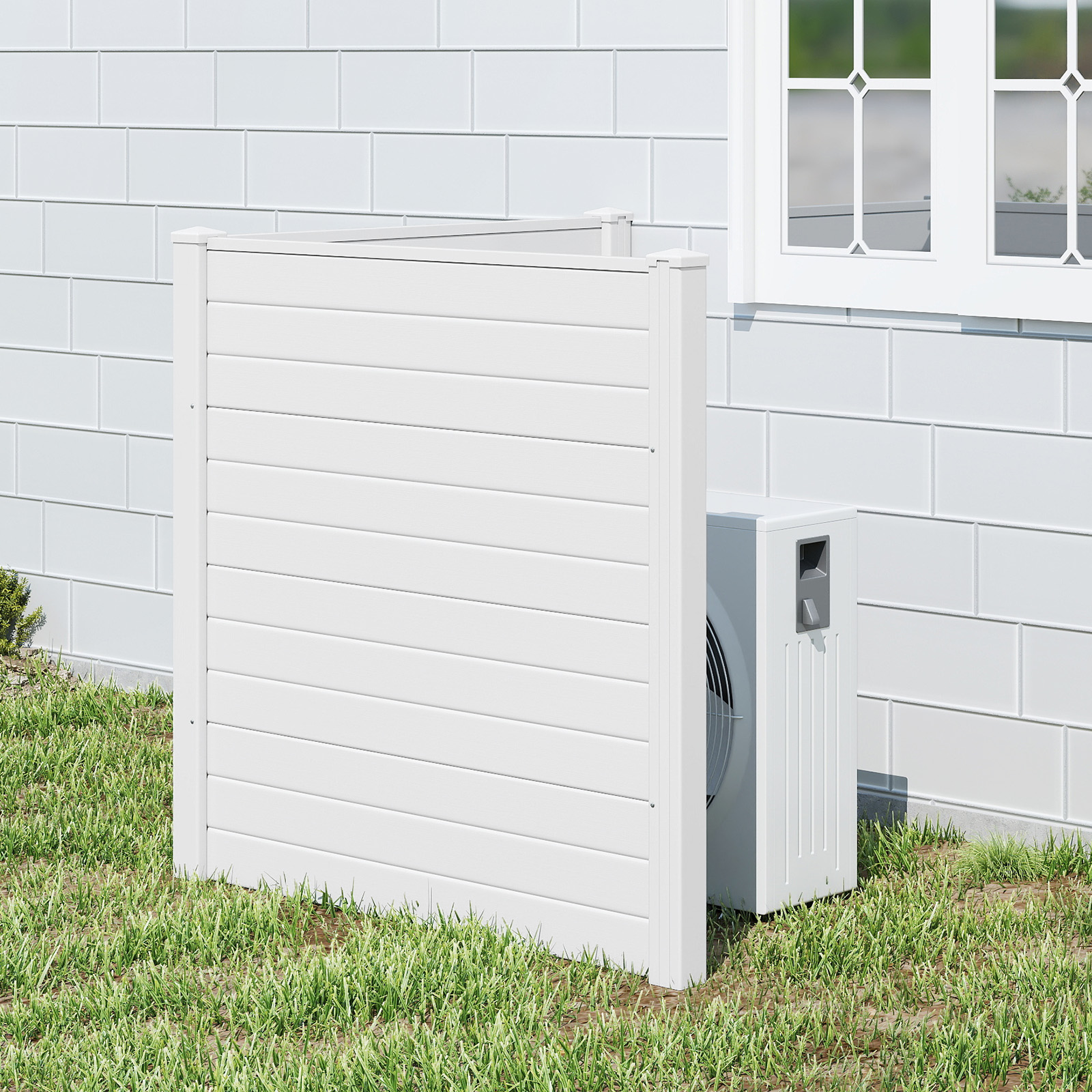 2 Paneele Sichtschutzzaun 123 x 123 cm Gartenzaun PVC mit 3 verzinkte Metall-Erdspieße Weiß