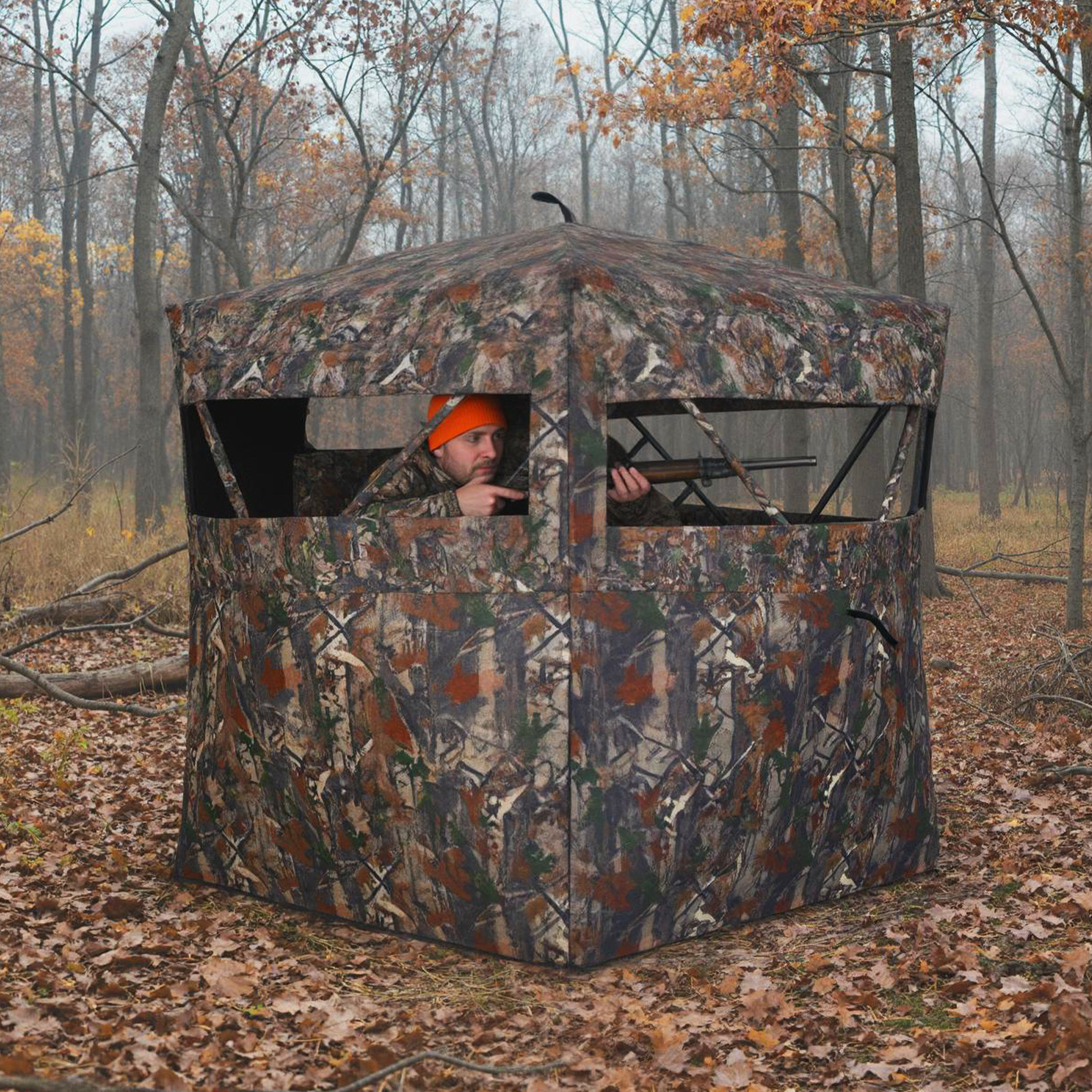 360 Grad Einweg-Durchsicht Bodenzelt Jagdversteck 4-Personen Pop-up Tarnzelt mit Tragetasche