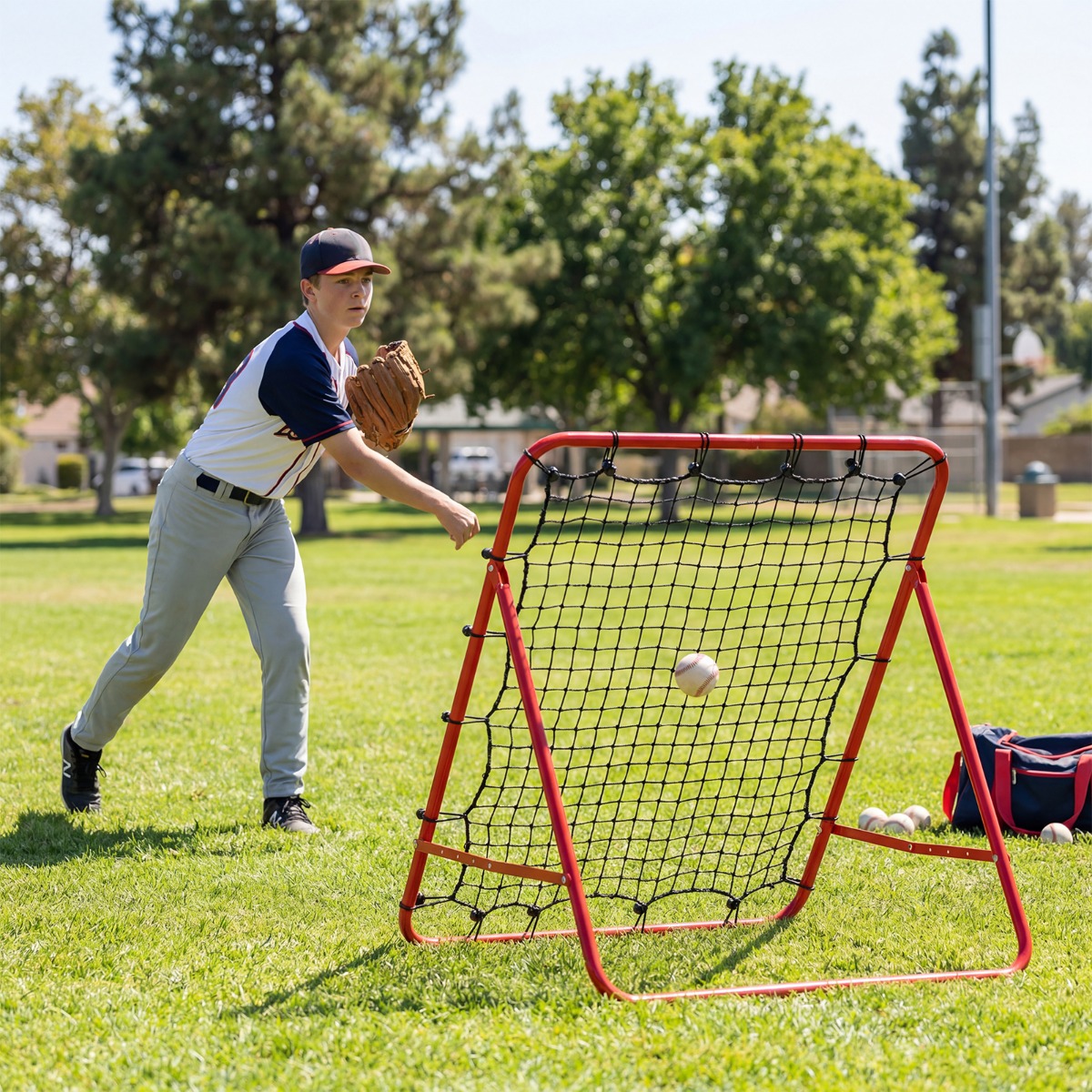 Rebounder für Fußball mit 5 Verstellbaren Winkeln Faltbares Rebound Netz Fußballnetz 100 x 100 cm