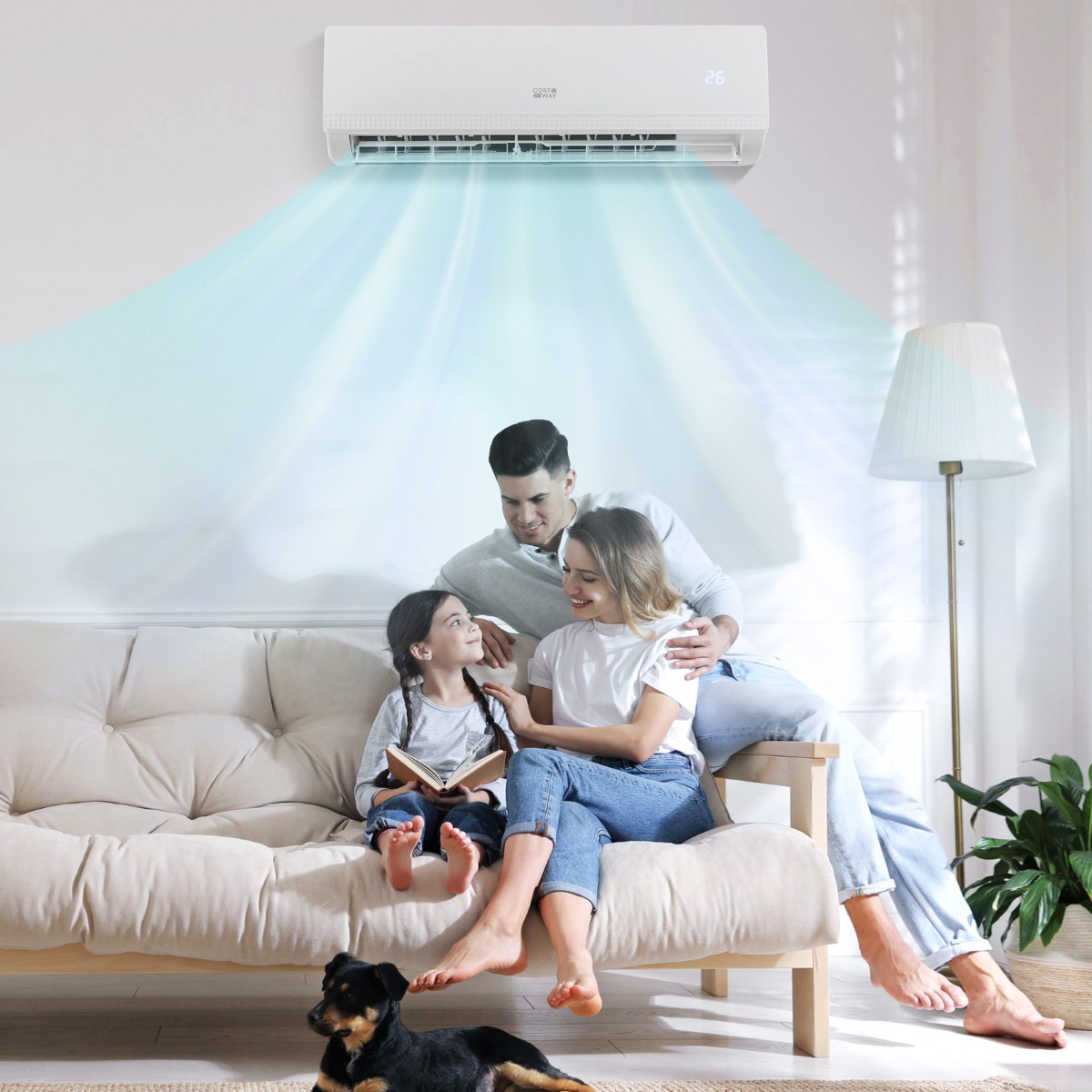 9000 BTU (26 kW) Mini Split Klimaanlage A++ Energieeffizientes Klimagerät mit Wärmepumpensystem für Räume bis zu 42㎡ Weiß