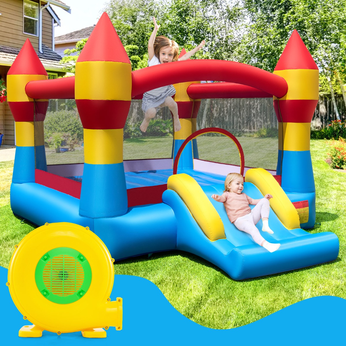 450W Gebläse für Hüpfburg Luftgebläse mit Griff & Bodenanker Gebläsepumpe Ventilator