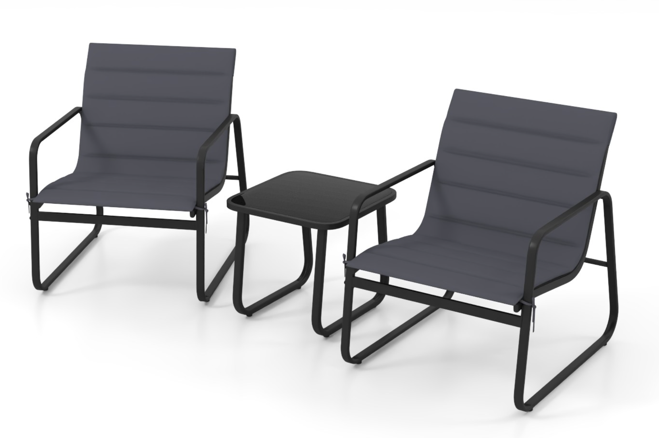 3-teiliges Bistro-Set für die Terrasse Outdoor-Stühle & Beistelltisch mit abnehmbaren Kissen Grau