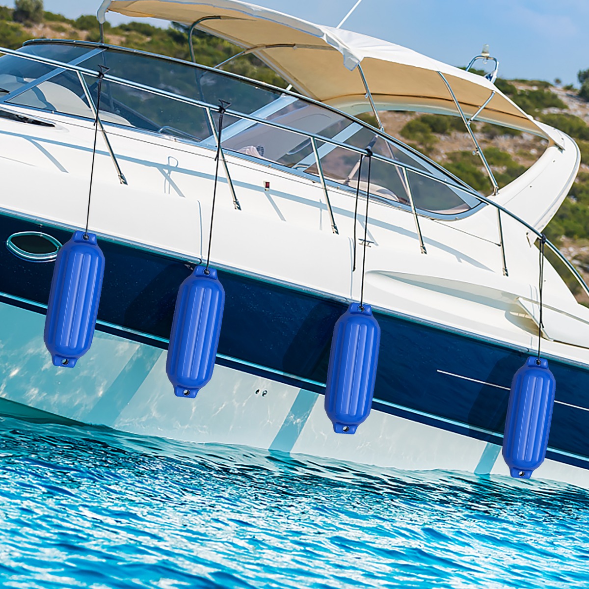 4er-Pack Bootsfender zum Andocken Gerippte Bootsstoßdämpfer Blau