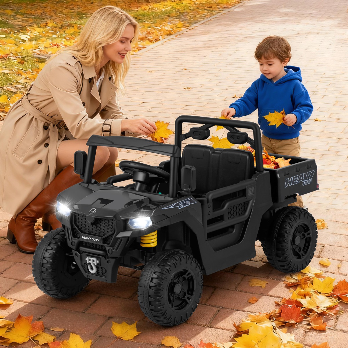 Kinder Elektroauto mit Elektrischer Kippmulde & Fernbedienung 12V Kinderauto Kinderfahrzeug Schwarz