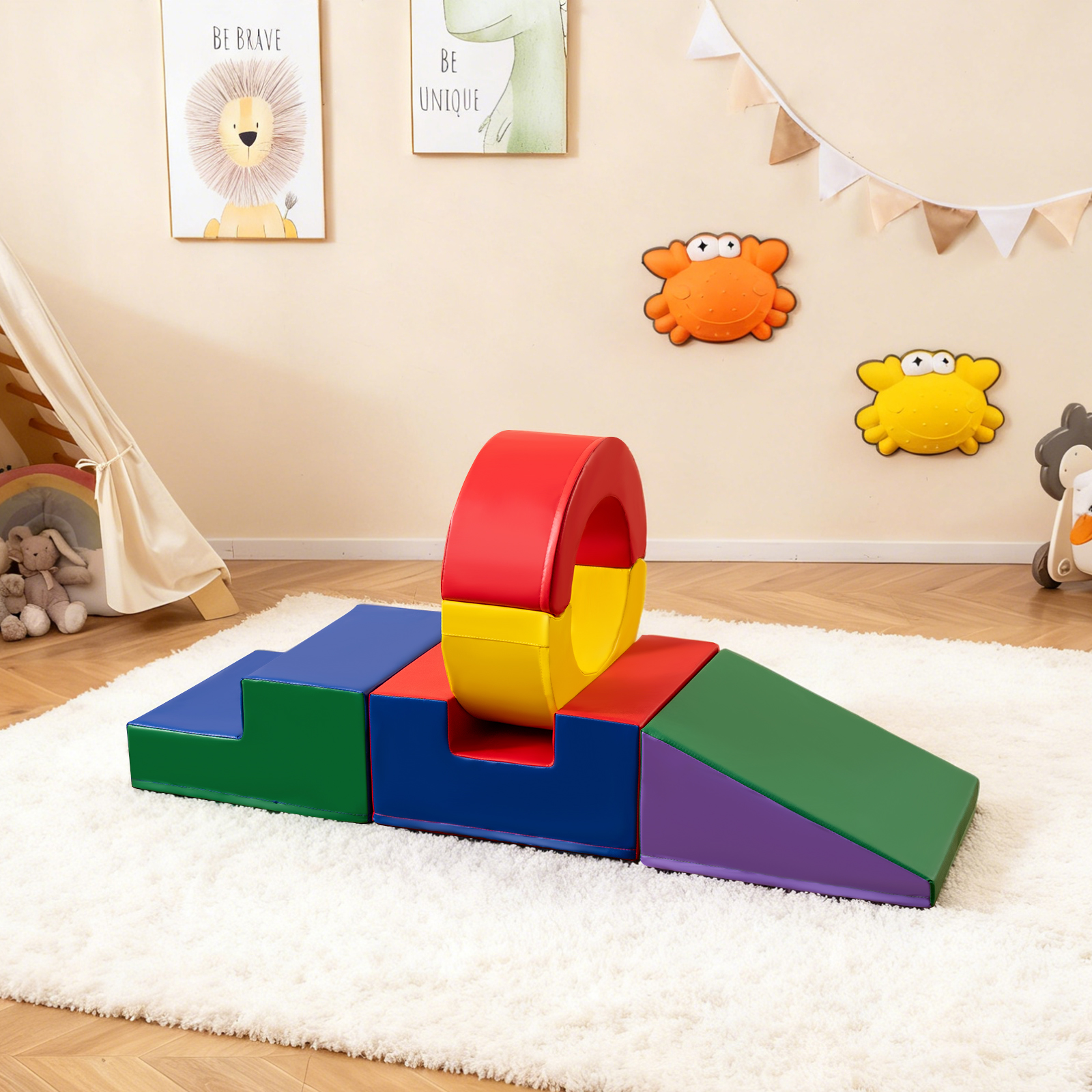 5-teiliges Kletterspielzeug für Kinder weiches Kletter- & Krabbel-Spielset für Kleinkinder Mehrfarbig