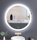 60 cm runder LED-beleuchteter Spiegel Badezimmerspiegel mit einstellbarer Helligkeit Silber