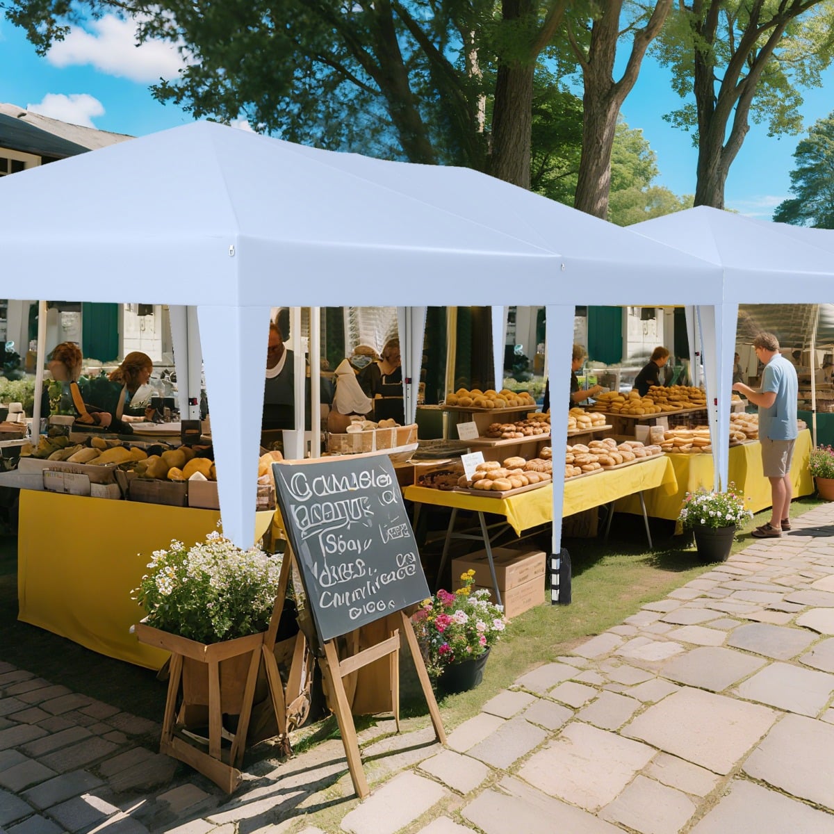 3 x 6 m Pop up Faltpavillon mit Tragetasche auf Rollen & UV Schutz 50+ Partyzelt Weiß