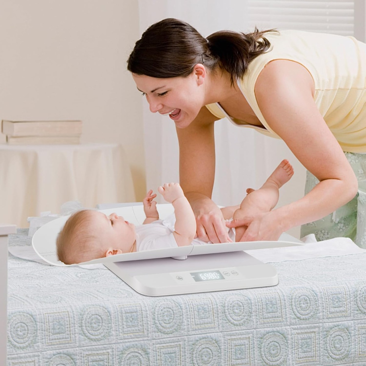 Babywaage digital 50 g bis 150 kg Kinderwaage mit abnehmbarem Tablett Säuglingswaage mit LED-Anzeige