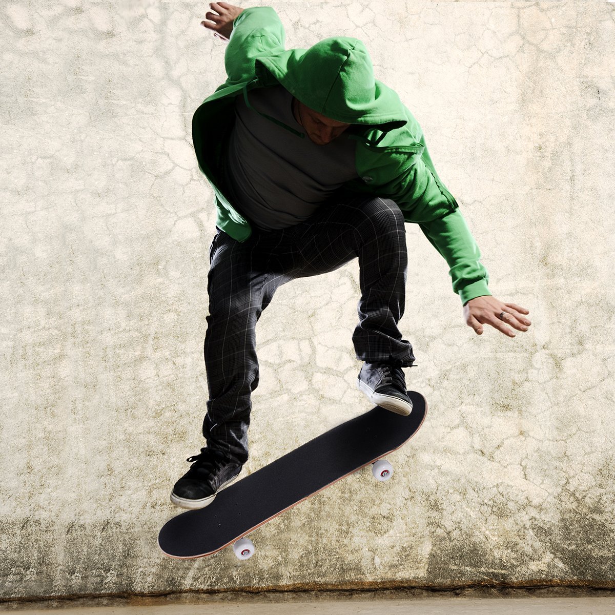 Skateboard Komplettboard Funboard Minicruiser Holzboard Longboard 20x79cm-schwarz