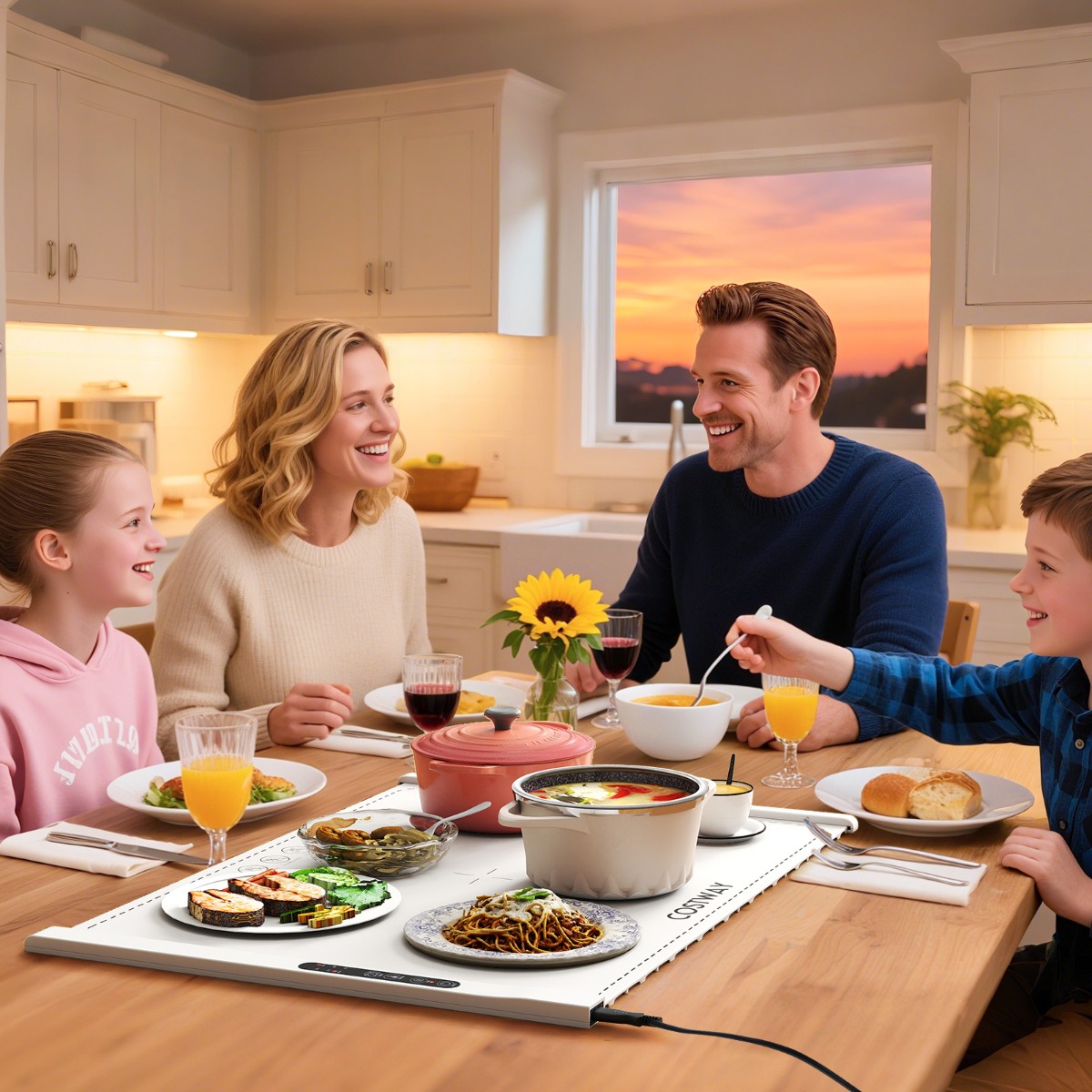 Elektrische Wärmematte Rollbare Warmhalteplatte Silikon Speisewärmer für Lebensmittel Weiß