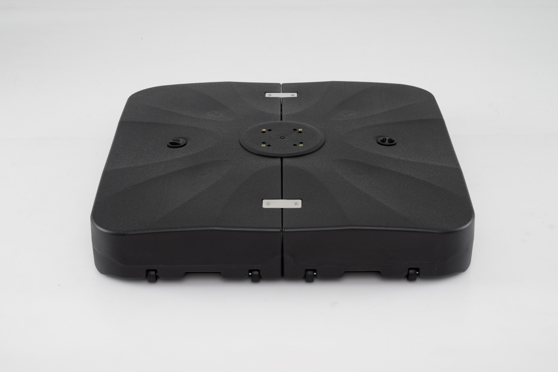 Kurbelschirmständer mit Rollen HDPE 105cm quadratisch füllbar für Garten Terrasse Poolbereich Schwarz