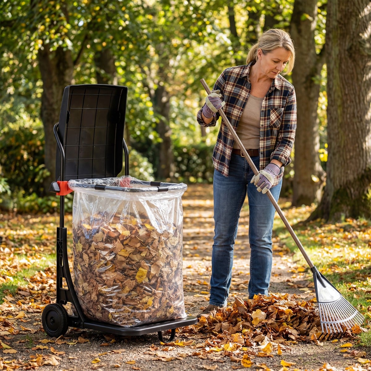 Müllsackständer Mobil Deckel 2 Rollen Verstellbar Metall Kunststoff Für Werkstatt Garten Schwarz