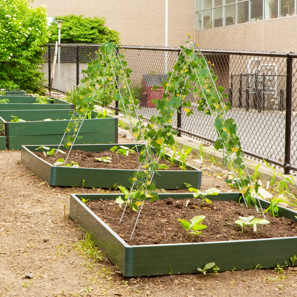 220 x 50 cm 2er Set Metall Rankgitter zum Stecken Dekorativer Gartenzaun Freistehende Rankhilfe-Weiß