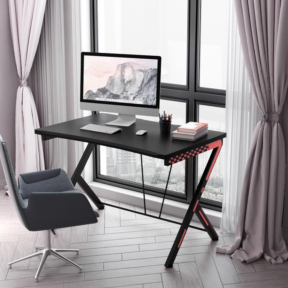 116 cm Gaming-Schreibtisch mit Ergonomischem Design 116 x 75 x 77 cm Schwarz