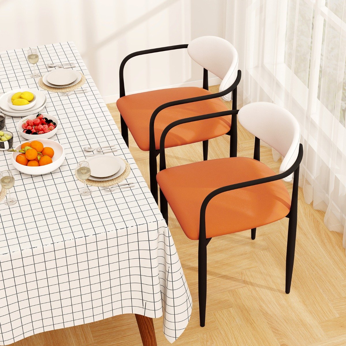 2er Set Esszimmerstühle mit Gepolstertem Sitz & Rückenlehne Polsterstuhl Küchenstühle