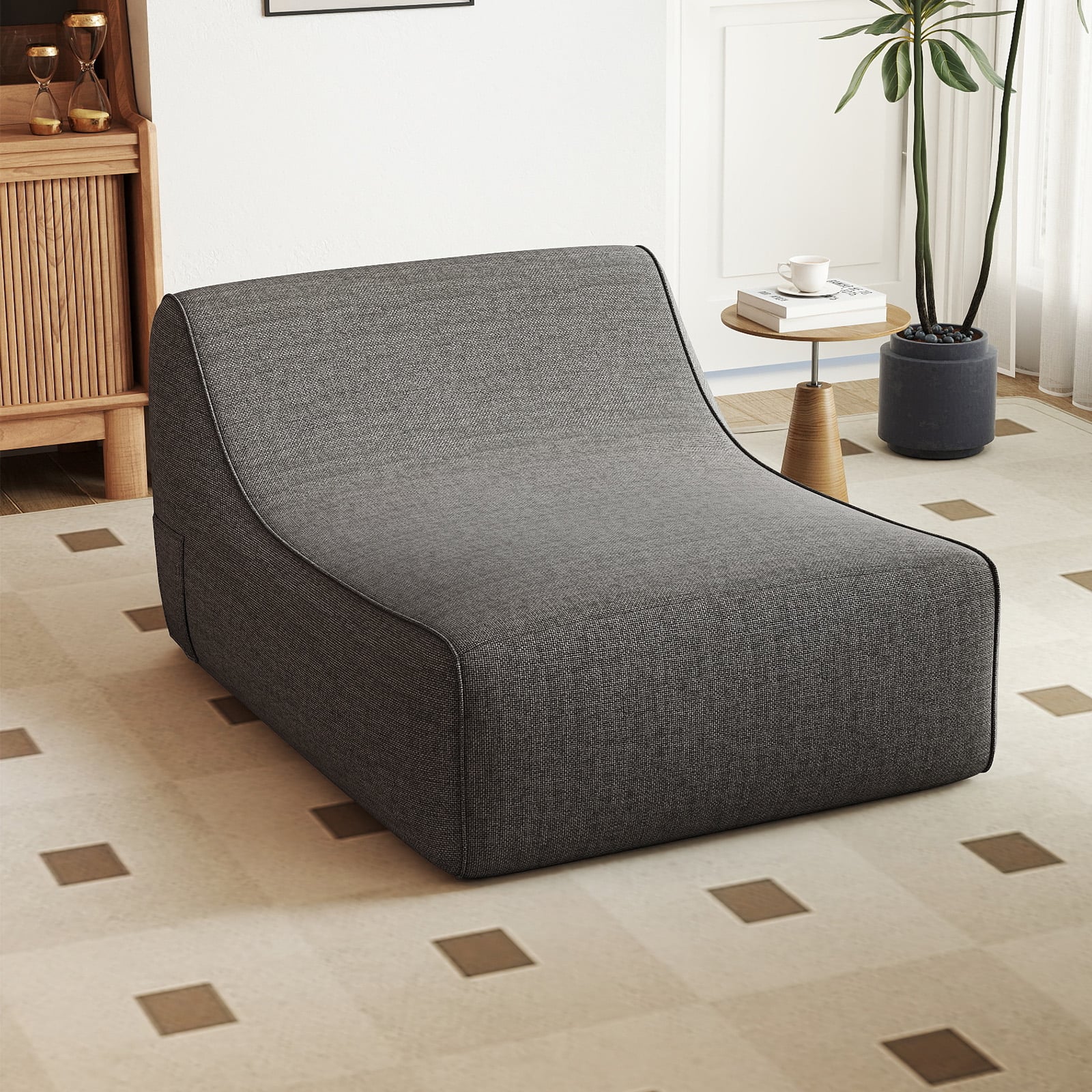 Aufblasbarer Lounge-Sessel ergonomisches aufblasbares Lazy Sofa mit abnehmbarem Bezug Grau