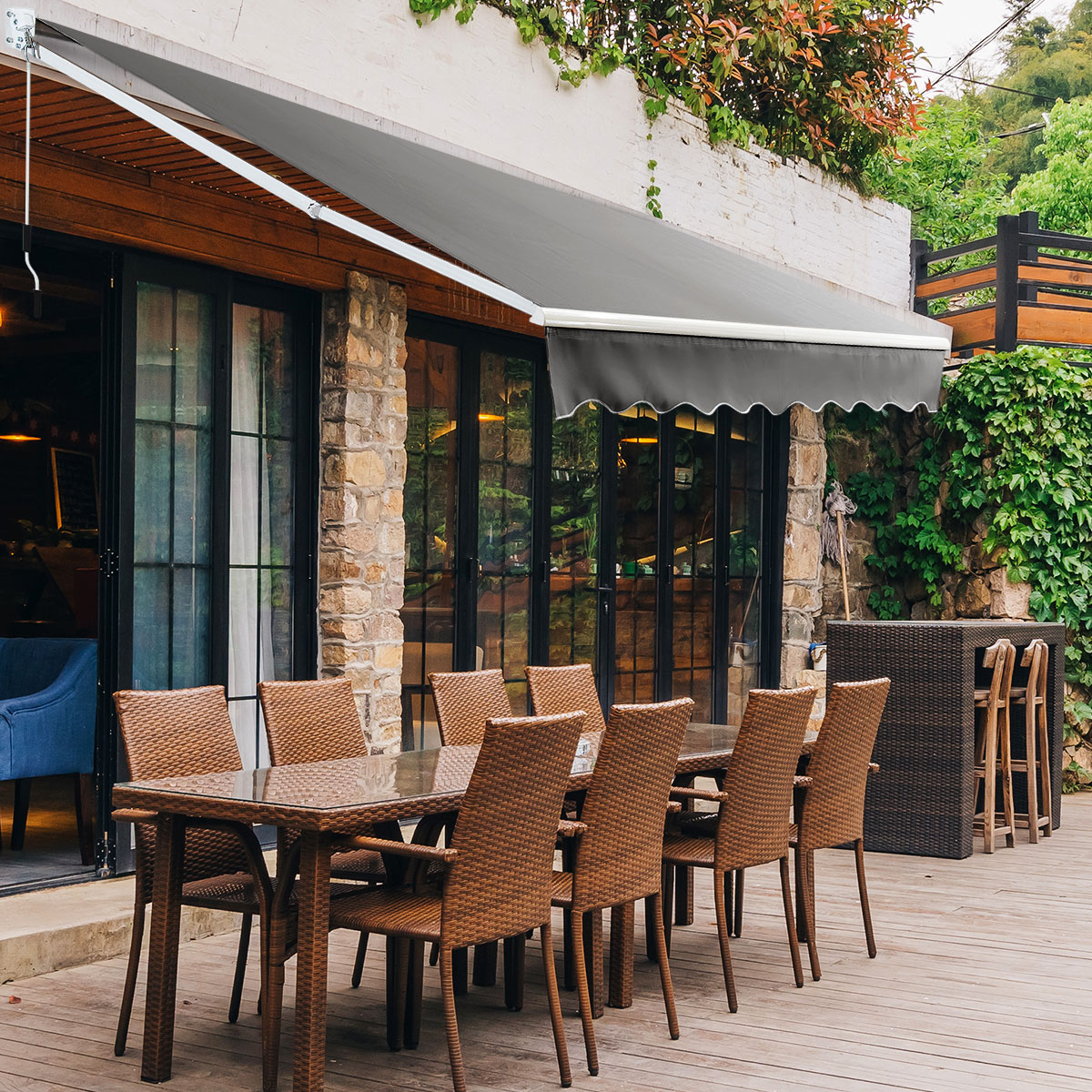 Ausfahrbare Markise Aluminium Terrassen-Sonnenschutz ausfahrbar 245 x 200 cm Grau