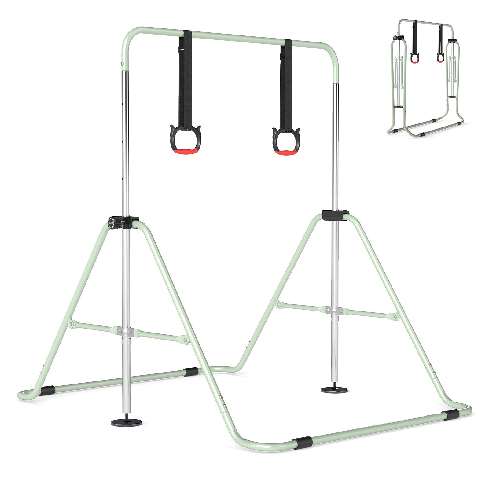 Ausziehbare Turnstange für Kinder 4-fach höhenverstellbare Reckstange mit stabilem Metallrahmen Beige