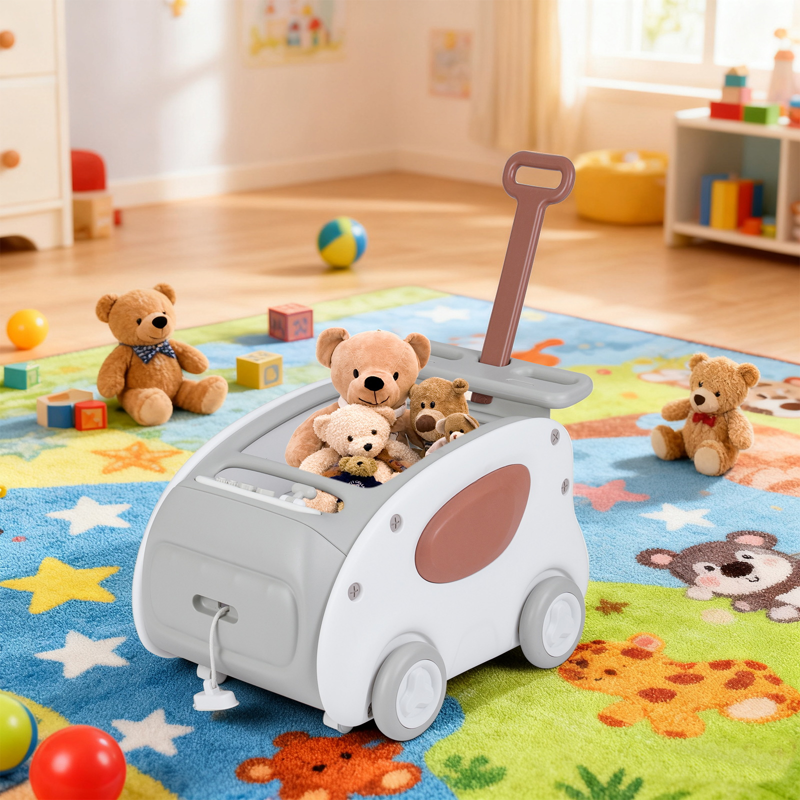 Baby Lauflernwagen 2-in-1 Lauflernhilfe mit Rädern klappbarer Sitz & Sicherheitsgurt baby walker Grau