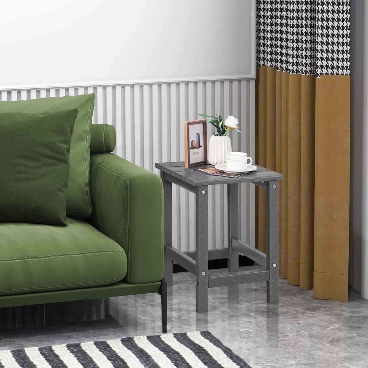 Beistelltisch Witterungsbeständiger HDPE Adirondack Tisch 36 x 36 x 47 cm Grau