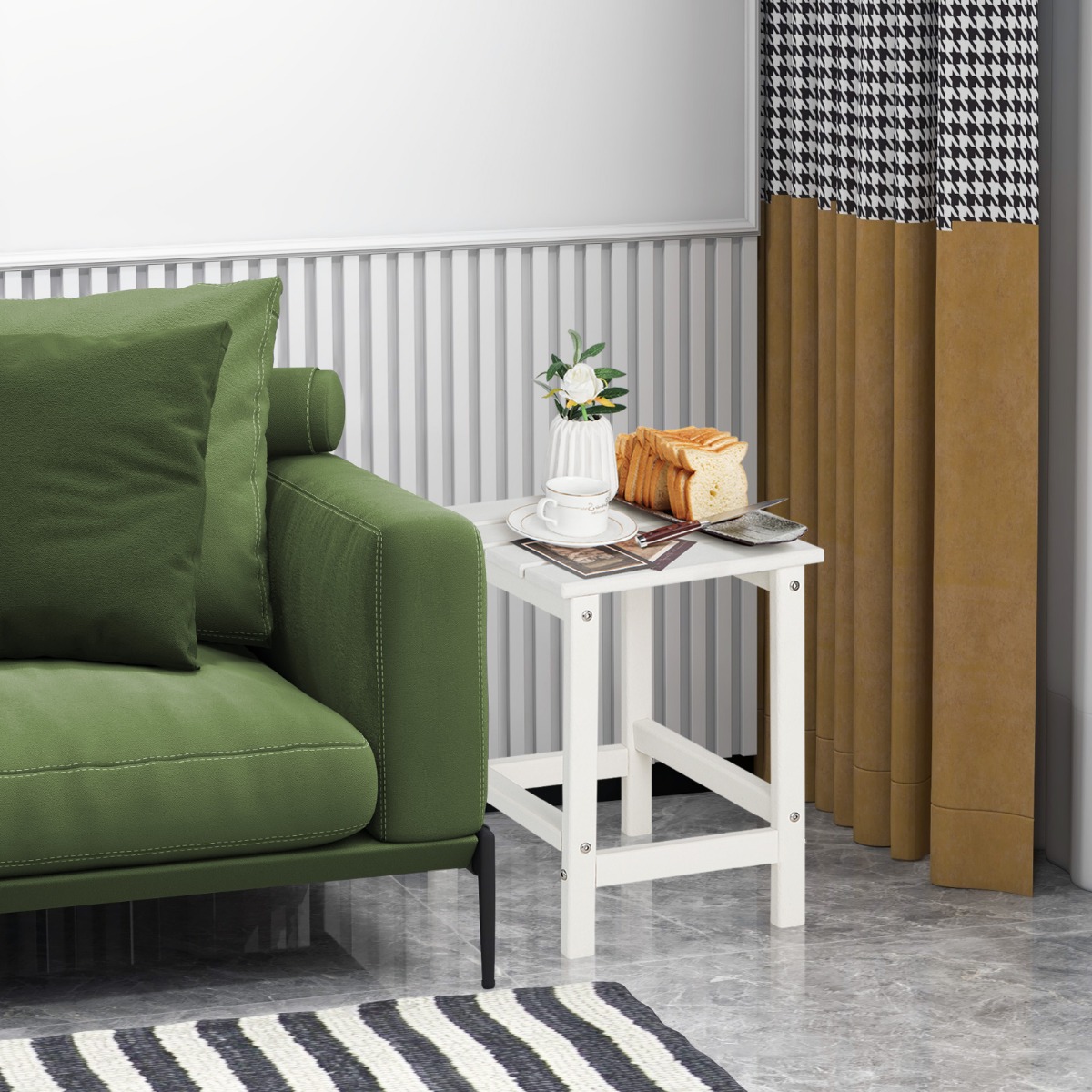 Beistelltisch Witterungsbeständiger HDPE Adirondack Tisch 36 x 36 x 47 cm Weiß