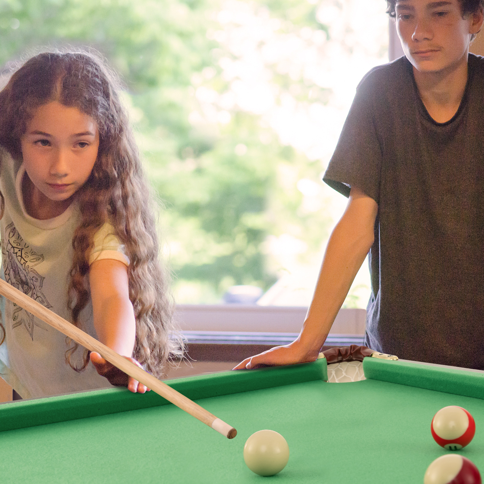 Billardtisch klappbar Billiard Tisch mit Zubehörset Pooltisch mit 2 Queues 2 Kreiden Dreieck & Bürste 122 x 64 x 78 cm Grün