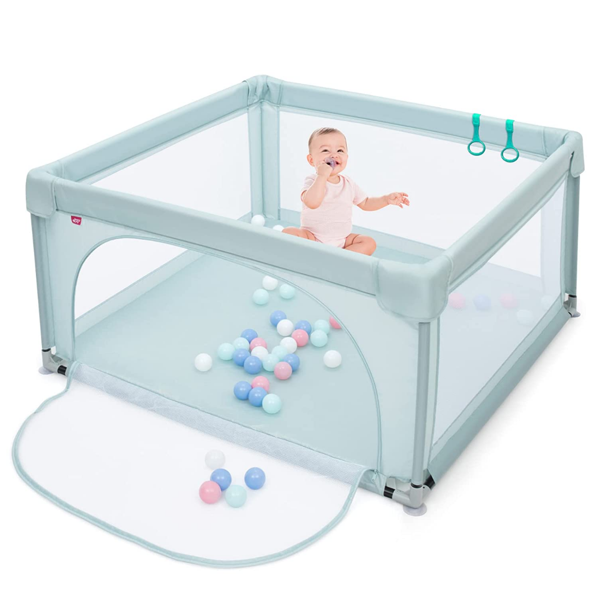 Baby-Laufstall Tragbarer Laufstall mit Sicherheitstoren 120 x 120 x 68 cm Blau