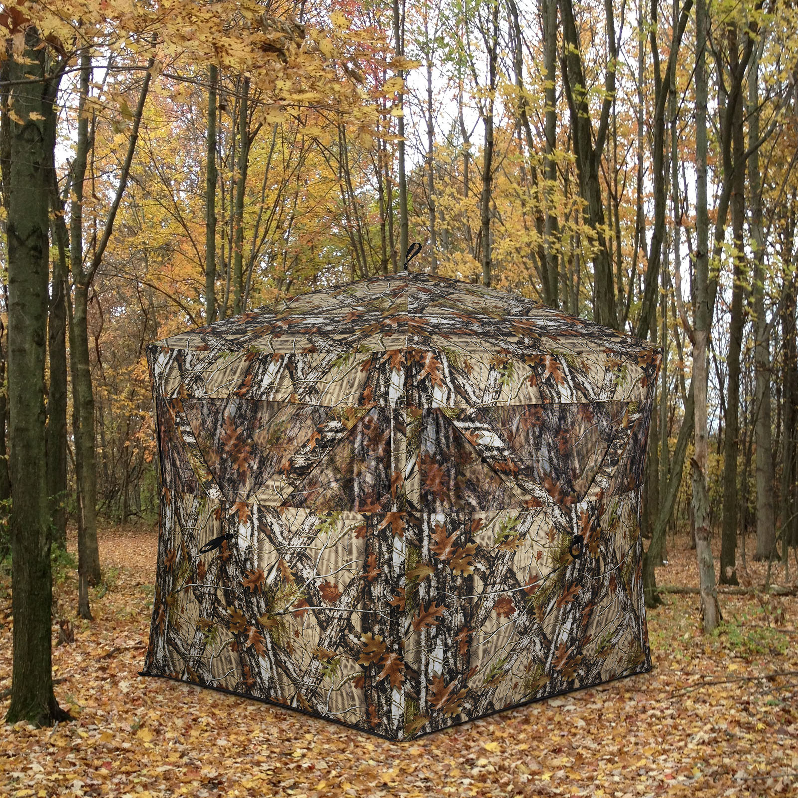 Boden-Blind Tragbares Jagdzelt für 4 Personen mit Geräuschfreien Fenstern Popup-Tarnzelt