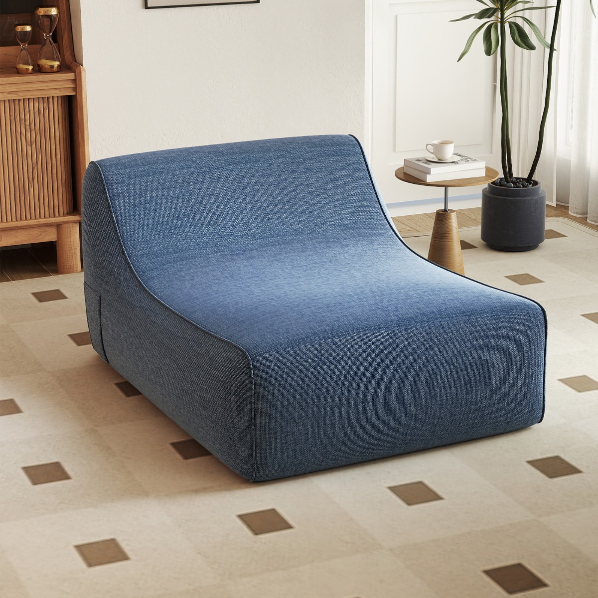Aufblasbarer Lounge-Sessel ergonomisches aufblasbares Lazy Sofa mit abnehmbarem Bezug Blau