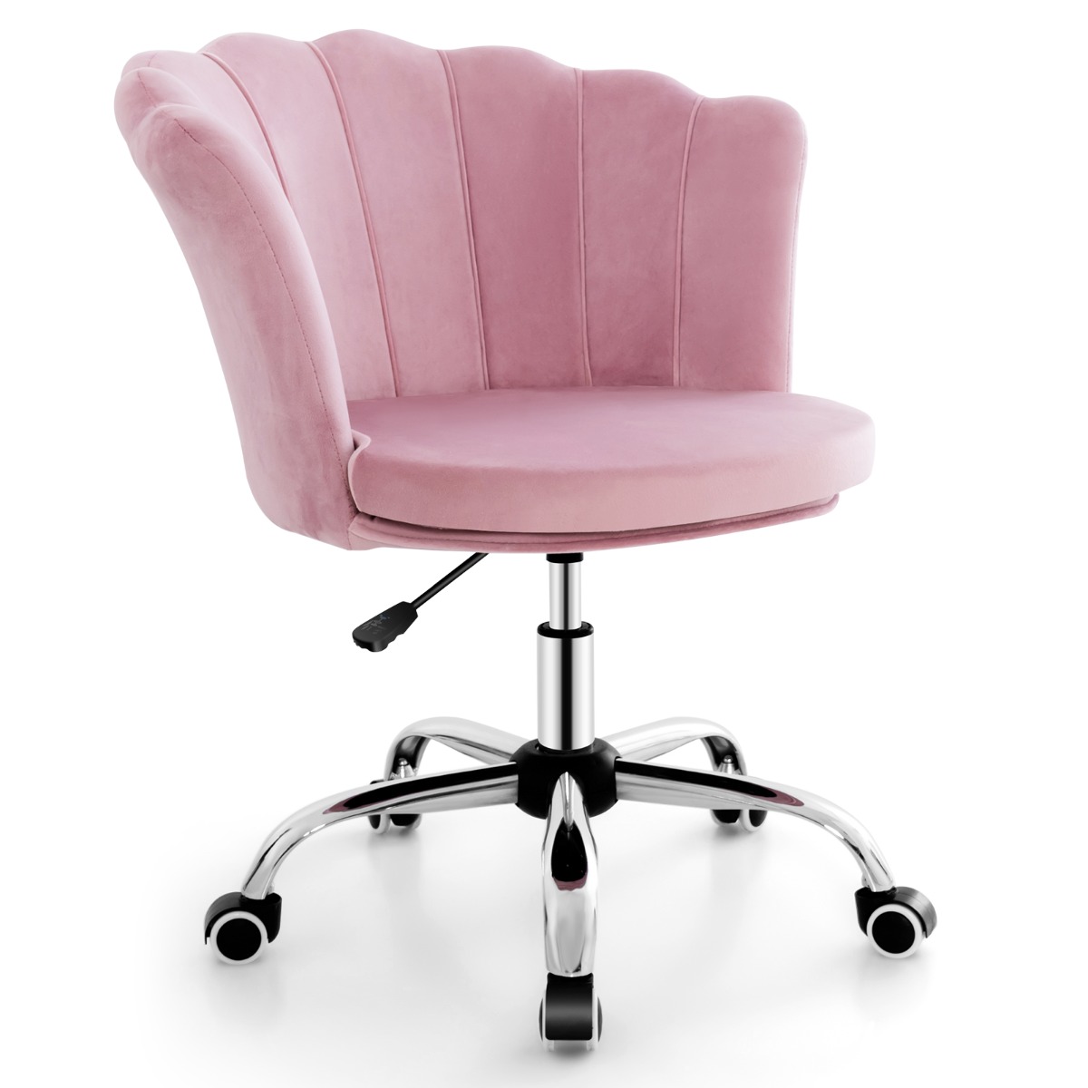 Höhenverstellbarer Bürostuhl aus Samt mit Rollen & Ergonomischem Design Computerstuhl Rosa