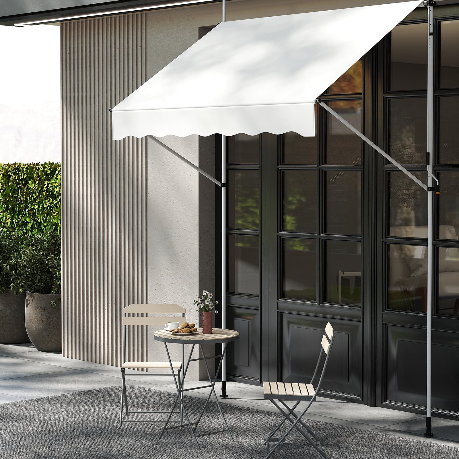 Klemmmarkise Balkonmarkise ohne Bohren mit Handkurbel Höhenverstellbar & UV-beständig 200 cm Weiß