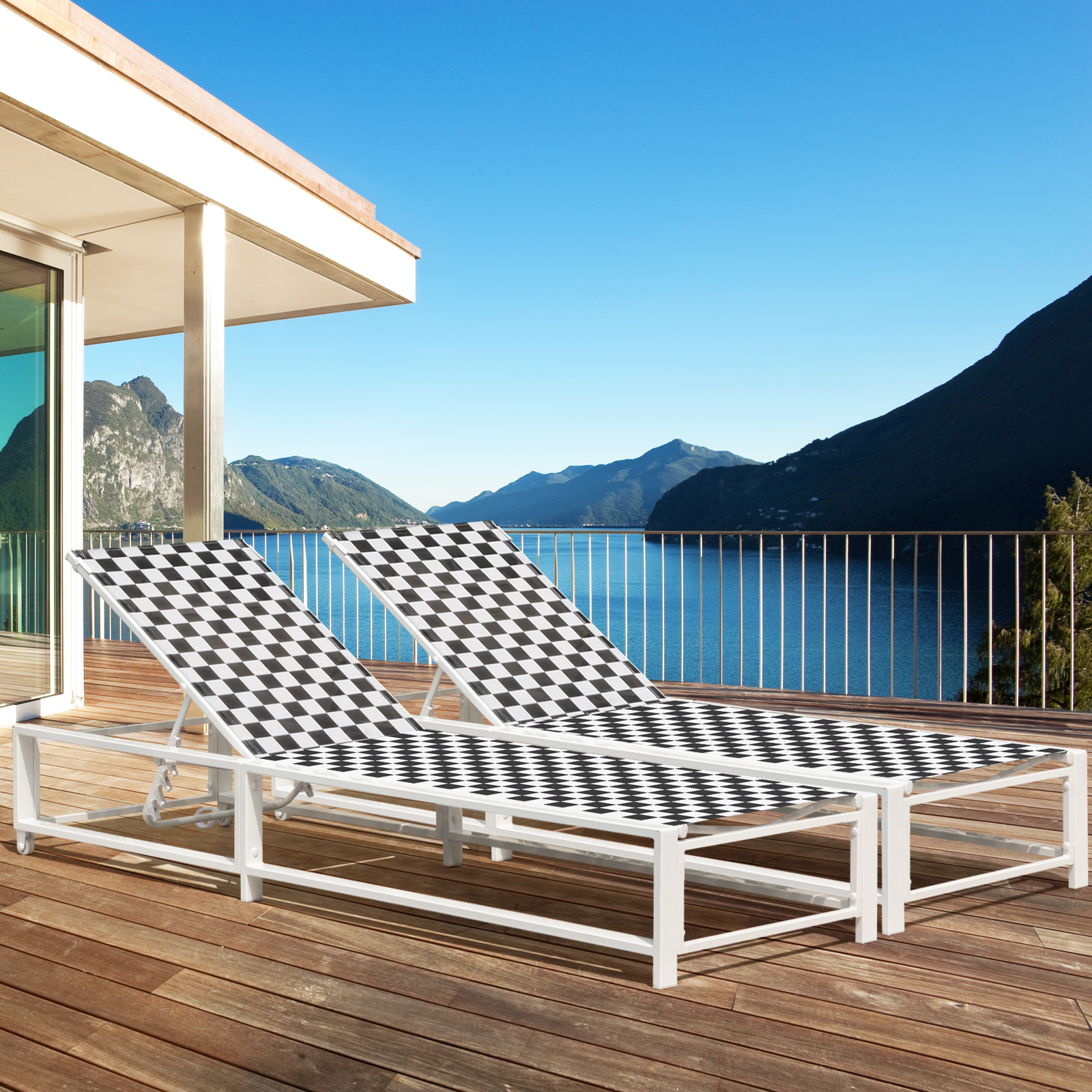 Sonnenliege mit Rollen XXL Gartenliege mit verstellbarer Rückenlehne Terrassenliege bis 180 kg belastbar