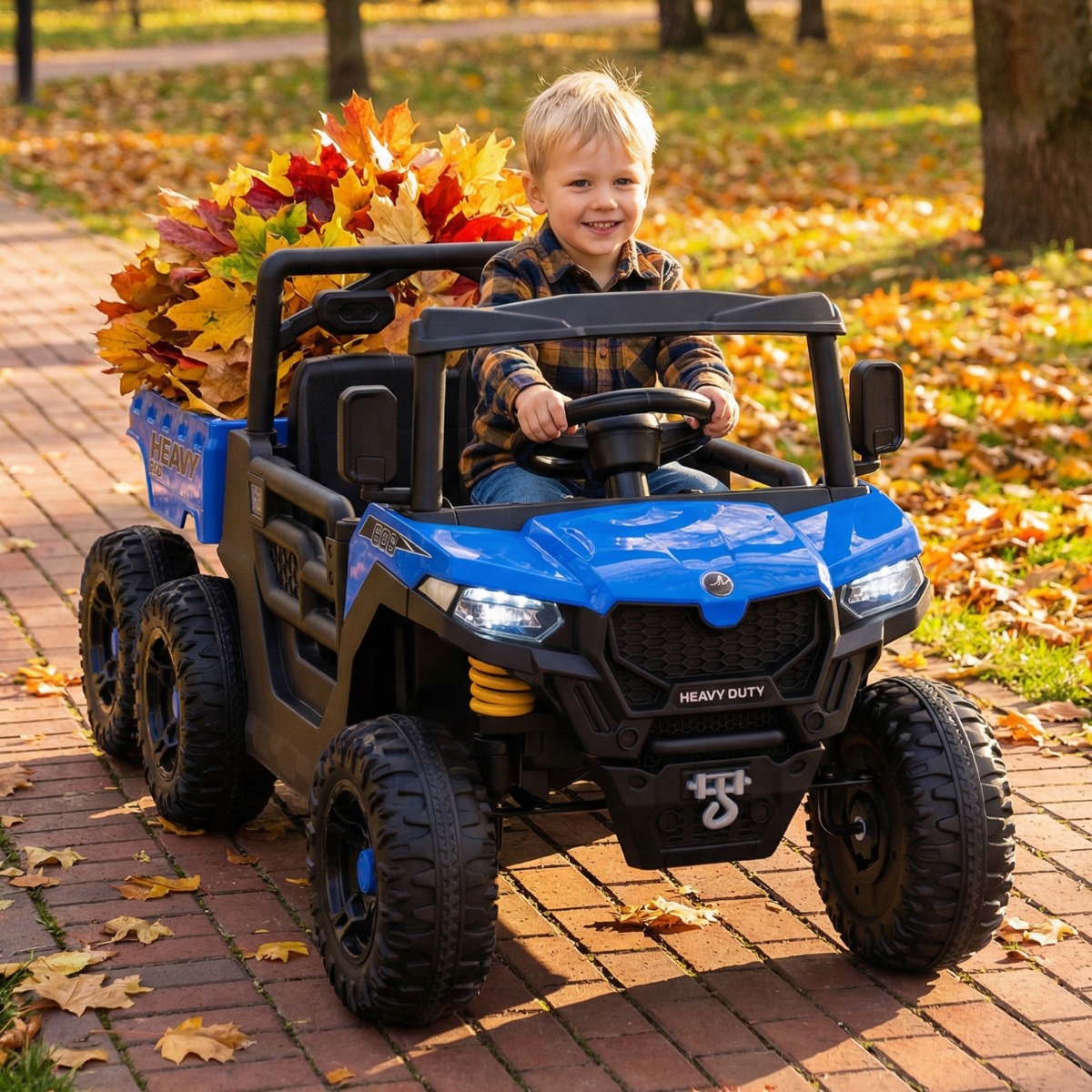 24V Kinderfahrzeug mit Elektrischem Kippbett & Fernbedienung & LED-Lichtern Kipplaster Blau