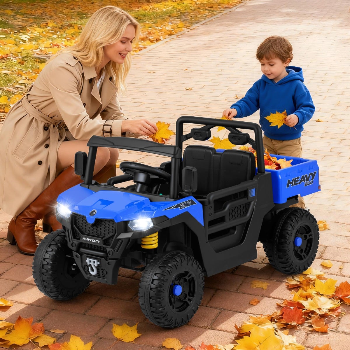 Kinder Elektroauto mit Elektrischer Kippmulde & Fernbedienung 12V Kinderauto Kinderfahrzeug Blau