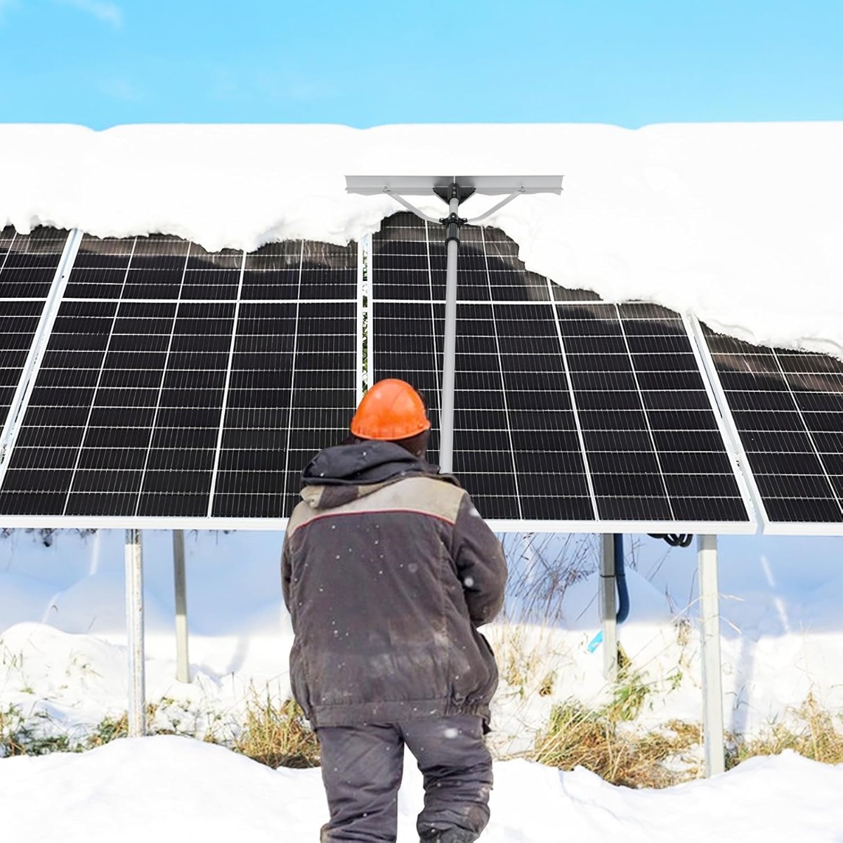 Schneeschaufel Dach mit Gummielippe & Klappbarem Schneeschild Alu Schneeräumer mit einziehbarem Griff