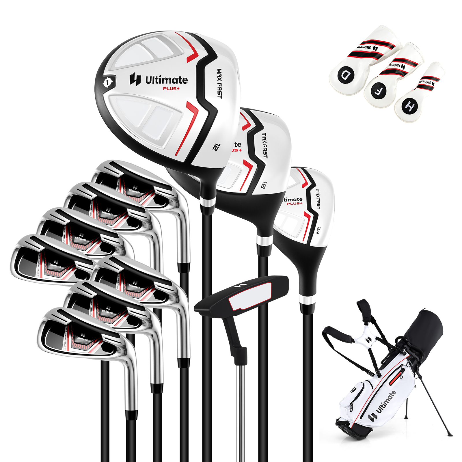 Damen Komplett Golfschläger Set 15 Teilges Golf Set Rechtshänder mit  Golftasche & Regenhaube Rot