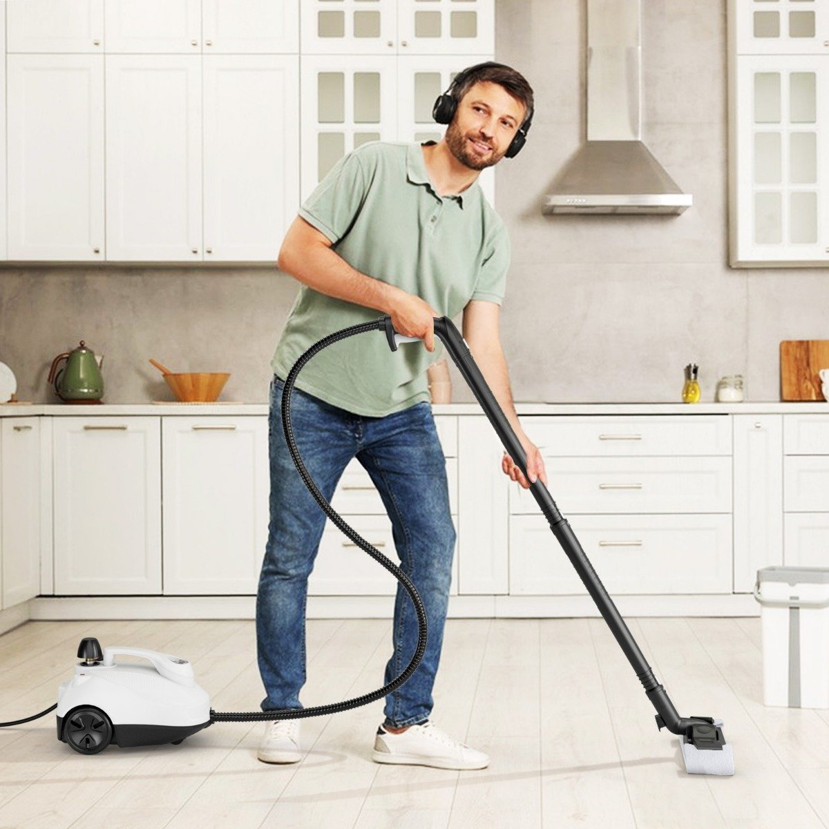 Dampfreiniger 2000W Dampfdruck: 5 bar Tank: 1,8L Temperatur: bis zu 160℃ Weiß