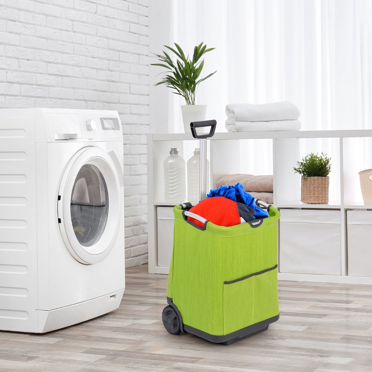 50 L Klappbarer Einkaufstrolley mit 3 Taschen & Ausziehbarem Lenker Einkaufswagen Rollwagen