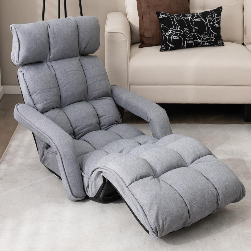 Liegestuhl Klappbares Schlafsofa mit 6 Verstellbaren Positionen 72 x 61 x 46,5 cm Grau