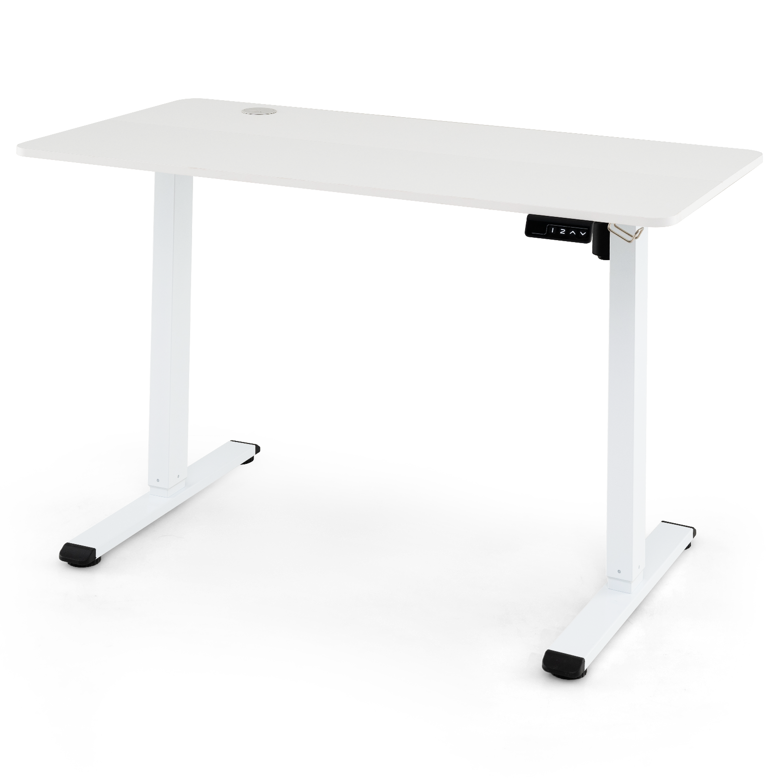 Elektrischer Stehschreibtisch höhenverstellbarer Schreibtisch mit Kopfhörerhaken ergonomischer Sitz-Steh-Schreibtisch Weiß