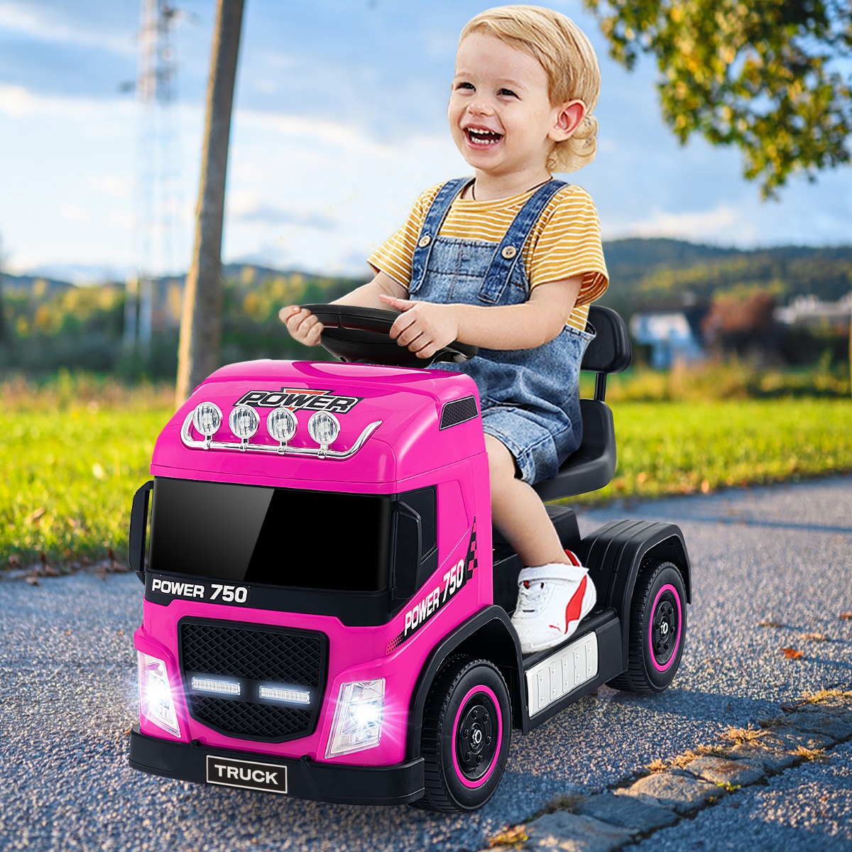 Elektrotruck für Kinder akkubetriebenes 6-V-Aufsitzspielzeug mit höhenverstellbarem Sitz 72 x 31 x 46 cm Rosa
