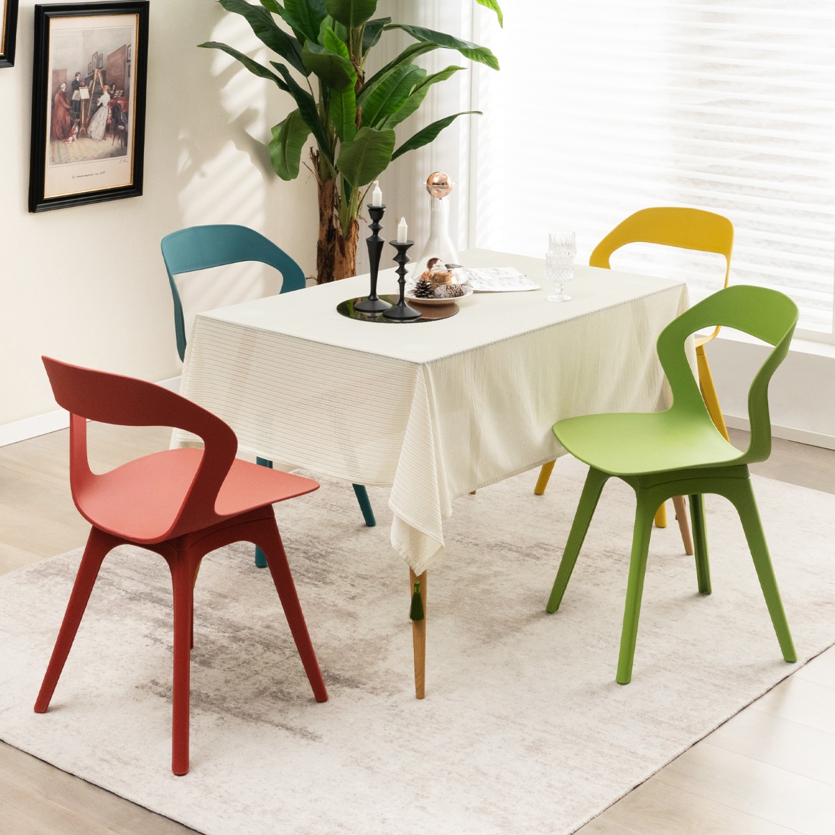 4-teiliges Küchenstuhl-Set Esszimmerstuhl-Set Moderne Stühle 48 x 54 x 81 cm Bunt