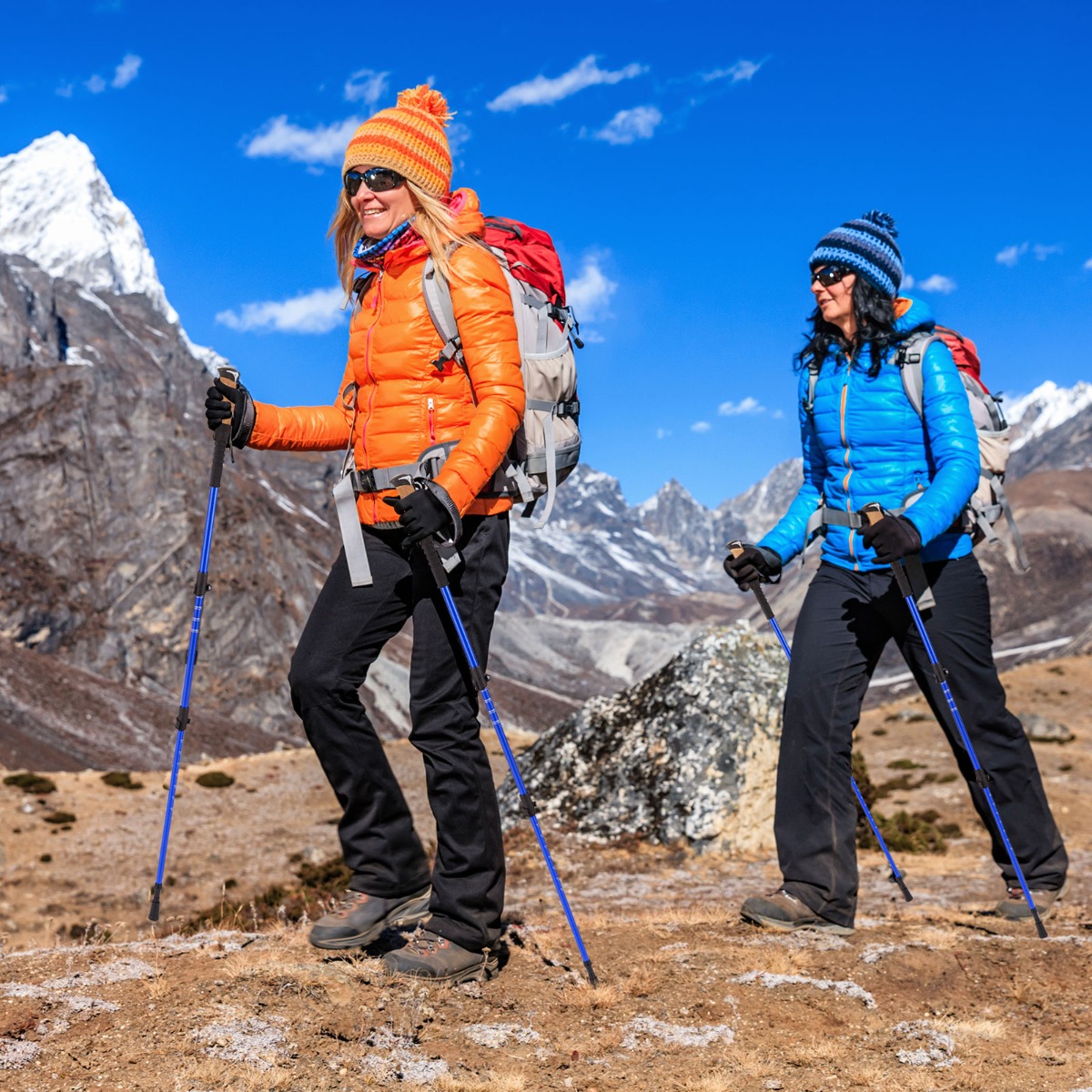 Alu Trekkingstöcke mit EVA- & Naturkork-Griffen Ausziehbares Wanderstöcke  Walking Stöcke Blau