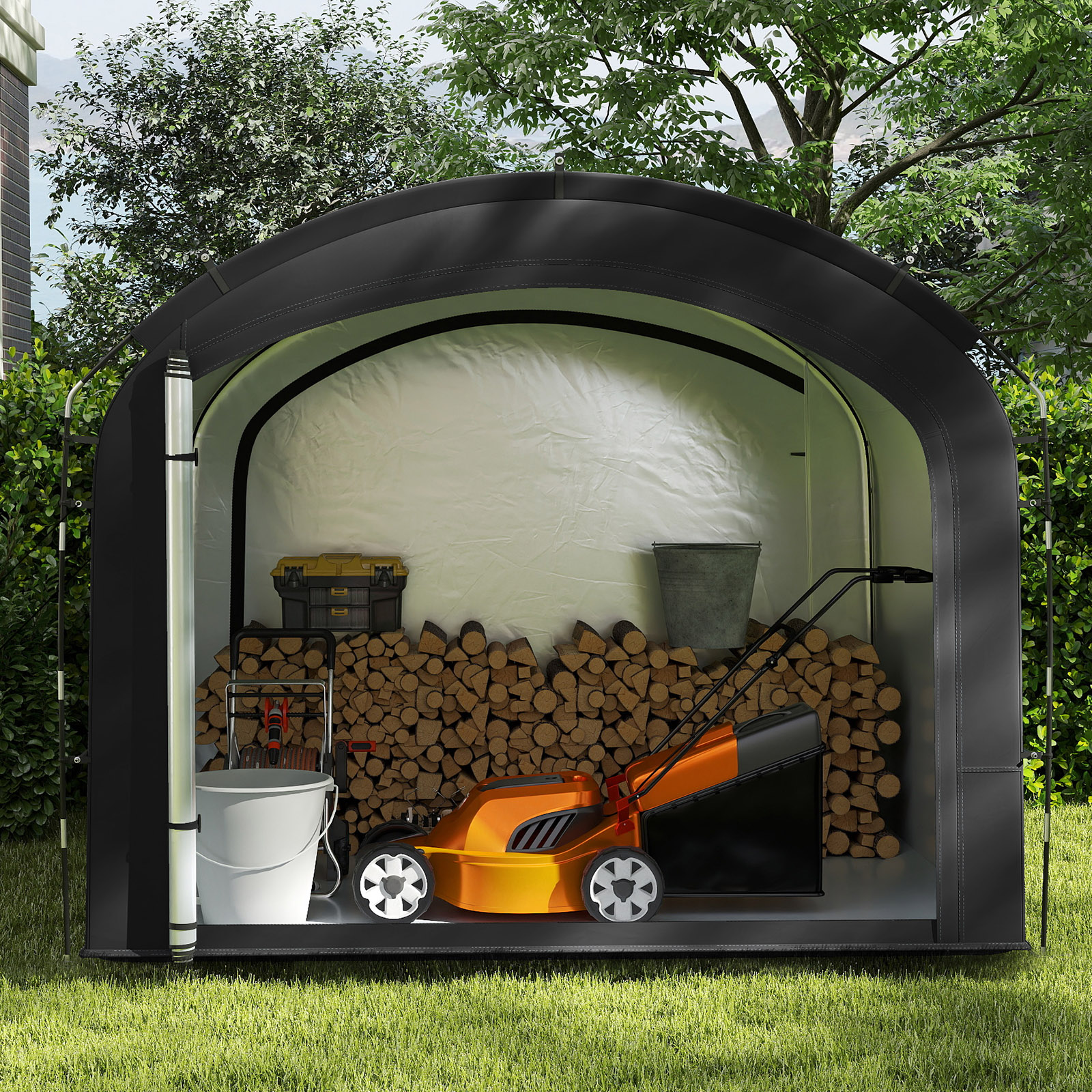 Fahrradgarage Outdoor-Fahrradabdeckung mit wasserfestem & silberbeschichtetem Gewebe Fahrradschuppen Schwarz